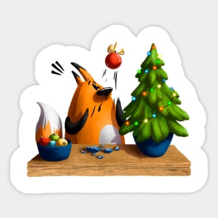 Fox and Christmas tree Sticker